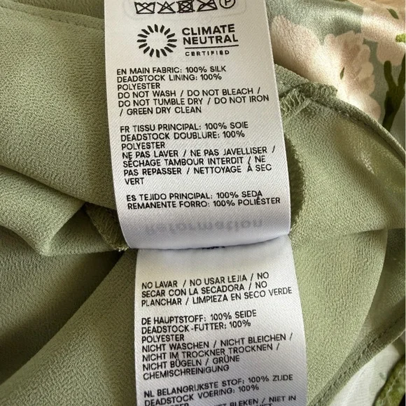 Reformation Green Floral Silk Halter Maxi Dress | Size 0 - Picture 8 of 9